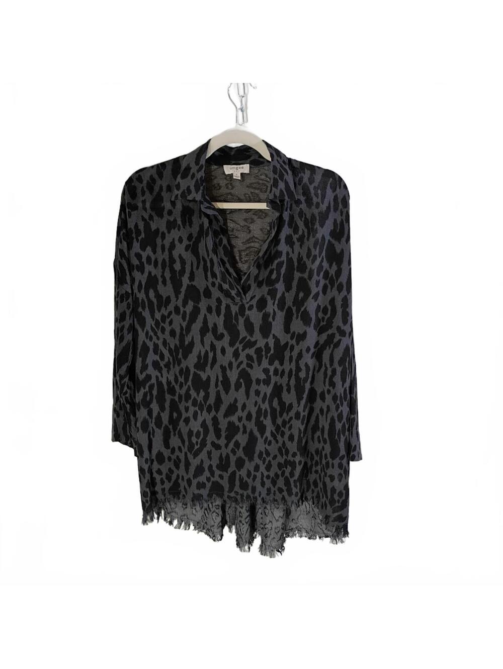 Umgee Black Leopard Print Tunic Top Size S